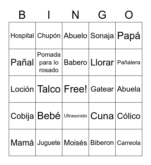 BABY SHOWER Bingo Card