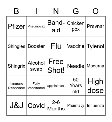 AARP  Vaccine Bingo Card