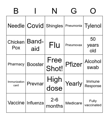 AARP  Vaccine Bingo Card
