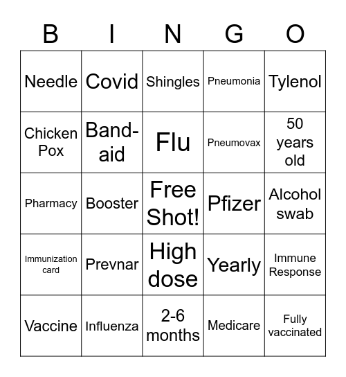 AARP  Vaccine Bingo Card