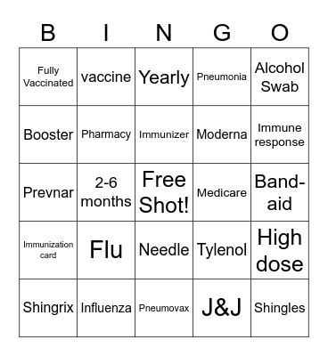 AARP Vaccine  Bingo Card