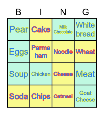 Food Bingo Card