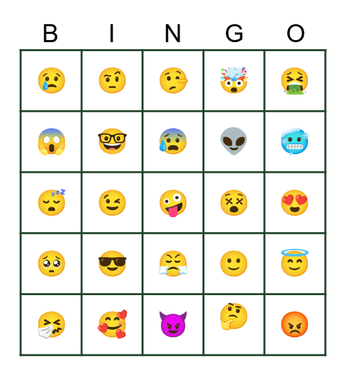 Emojis Bingo Card