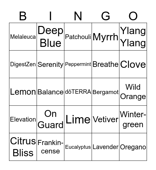 dōTERRA Bingo! Bingo Card