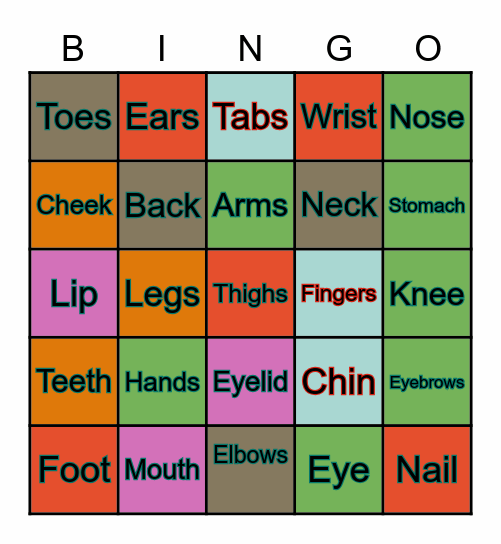 BODY PARTS Bingo Card