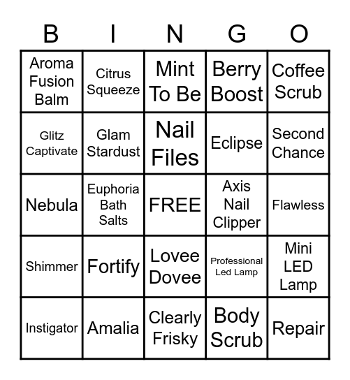 GelMoment Bingo Card