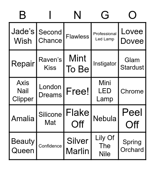 GelMoment Bingo Card