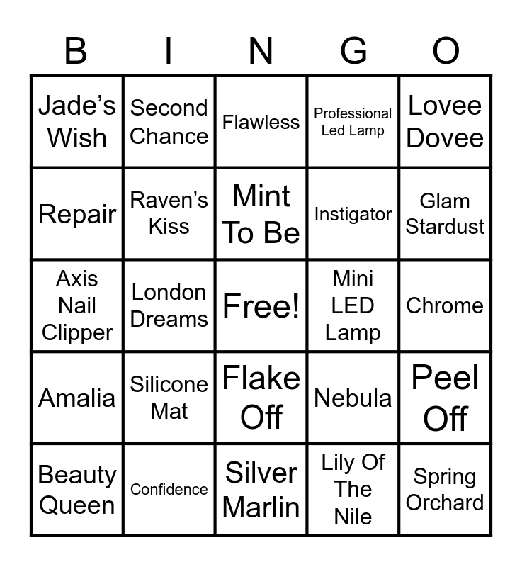 GelMoment Bingo Card