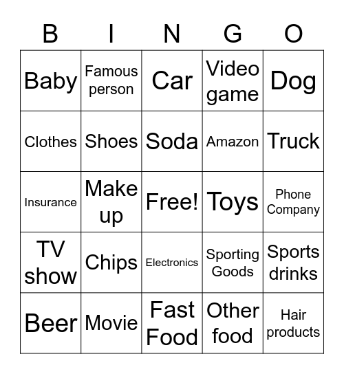 Commercial bingo Card