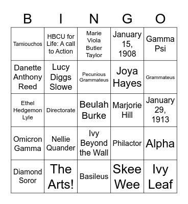 Alpha Kappa Omega Chapter Bingo Card