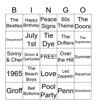 Sheila's 50th Birthday Party Bingo Card