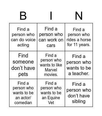 Human Bingo Card