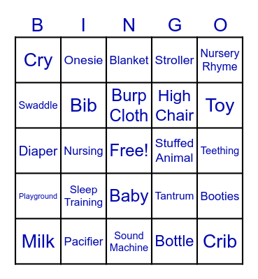 Hang's Baby Shower Bingo Card