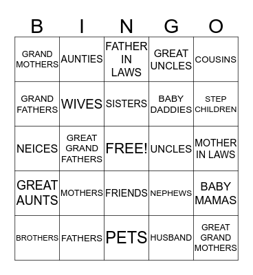 Virginia Amacker Walker Family Reunion 2015 Bingo Card
