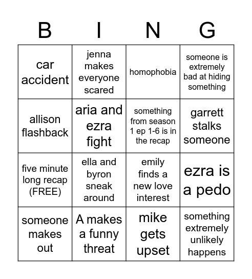 Ugly Big Truthtellers Bingo Card