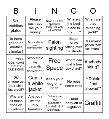 Berdoo Bingo Card