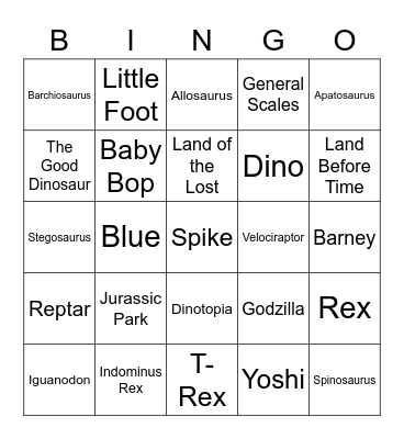 Random Dino Bingo Card