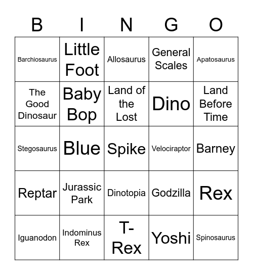 Random Dino Bingo Card