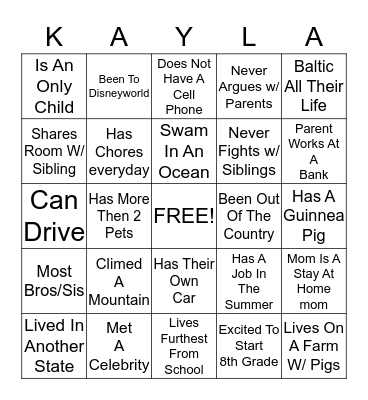 Untitled Bingo Card