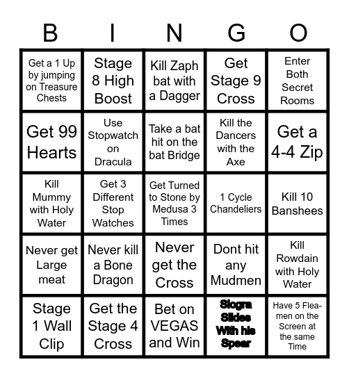 Super Castlevania 4 BINGO Card