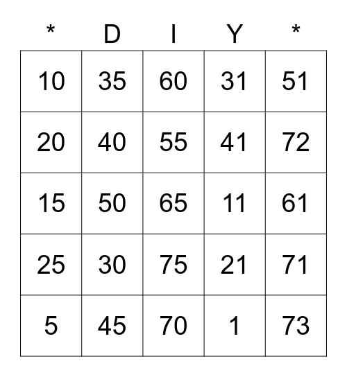Pa-BINGO ni Vhian Dante Bingo Card
