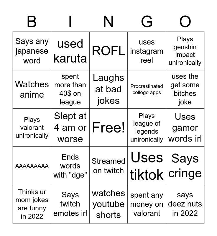 Lad Central Corruption Bingo Card