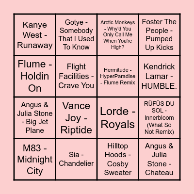 Hottest 100 - 2010's Bingo Card