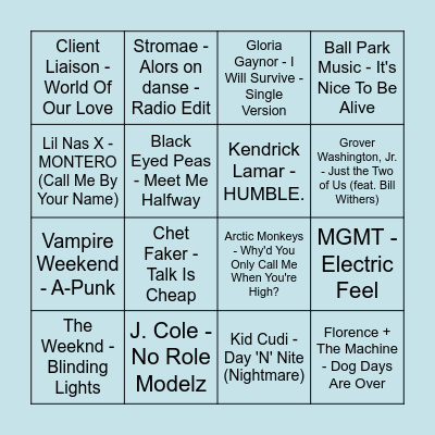 Prince Music Bingo - Round 2 Bingo Card