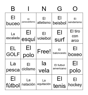LOS DEPORTES Bingo Card