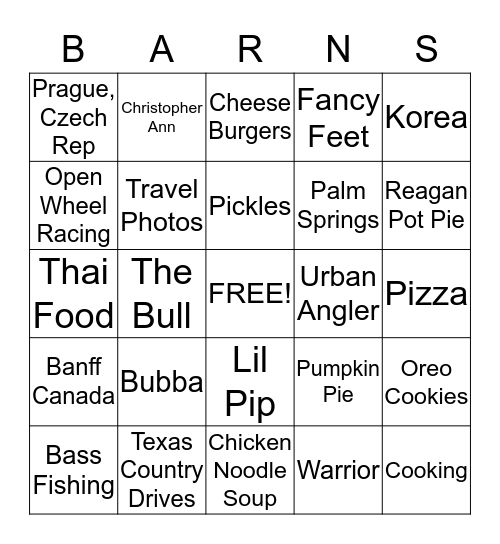 Krisi & Greg Bingo Card