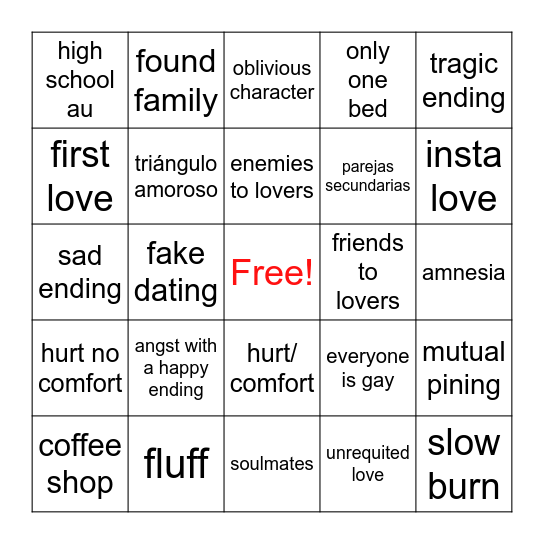 prompts Bingo Card