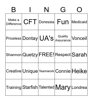 Guill Team  Bingo Card