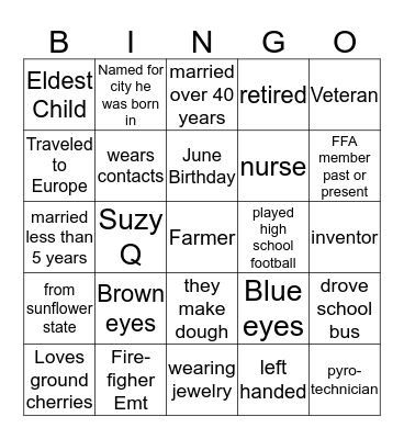FAMILY BLACKOUT BINGO Card