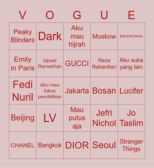 YUMI's BINGO Card