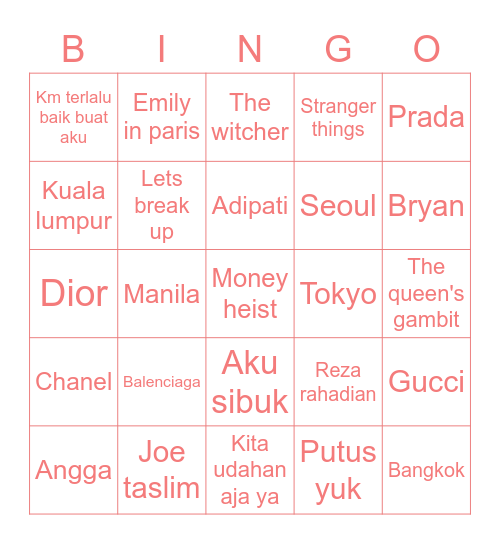 grumphi Bingo Card