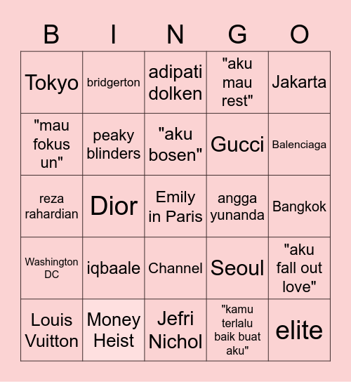 hyeiymu Bingo Card