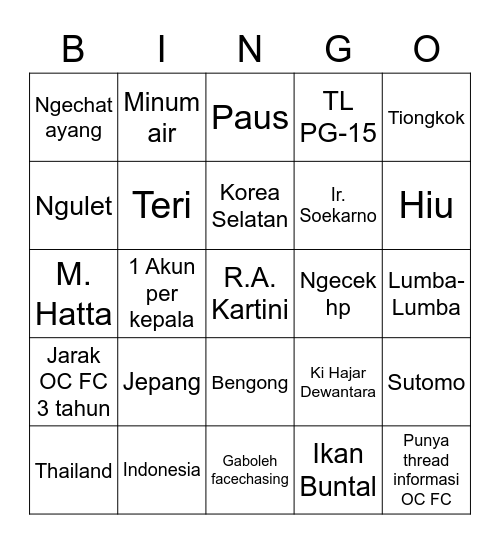 Diane's Bingo Card