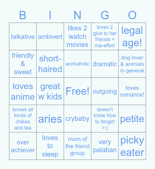 what do you have in common with mer! Bingo Card