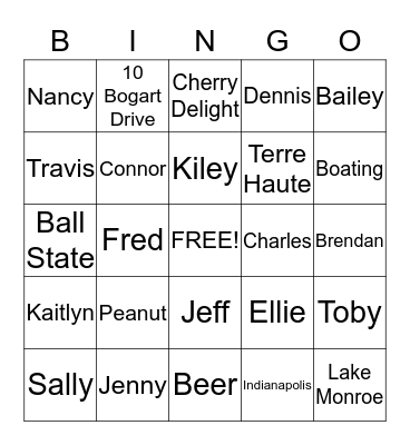 Family Camp 2015 Bingo Card