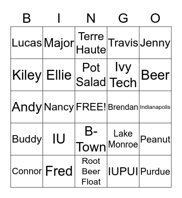 Family Camp 2015 Bingo Card