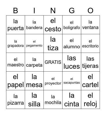 La Escuela Bingo Card