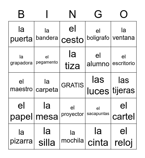 La Escuela Bingo Card