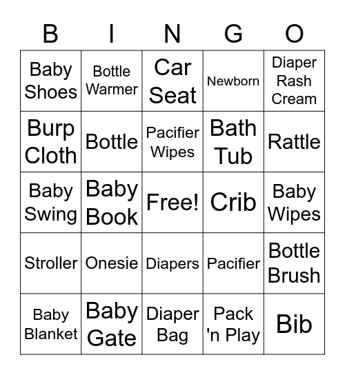 Cherie's Baby Shower Bingo Card