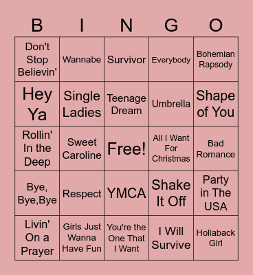 Music Bingo ! Bingo Card