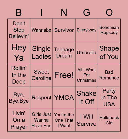 Music Bingo ! Bingo Card