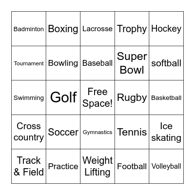 Sports Bingo Card