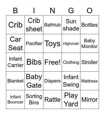 Baby Shower Bingo Card