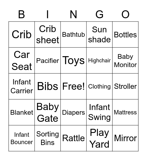 Baby Shower Bingo Card