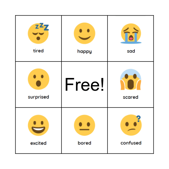 Feelings Bingo Card