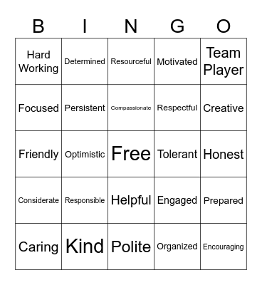I AM... Bingo Card
